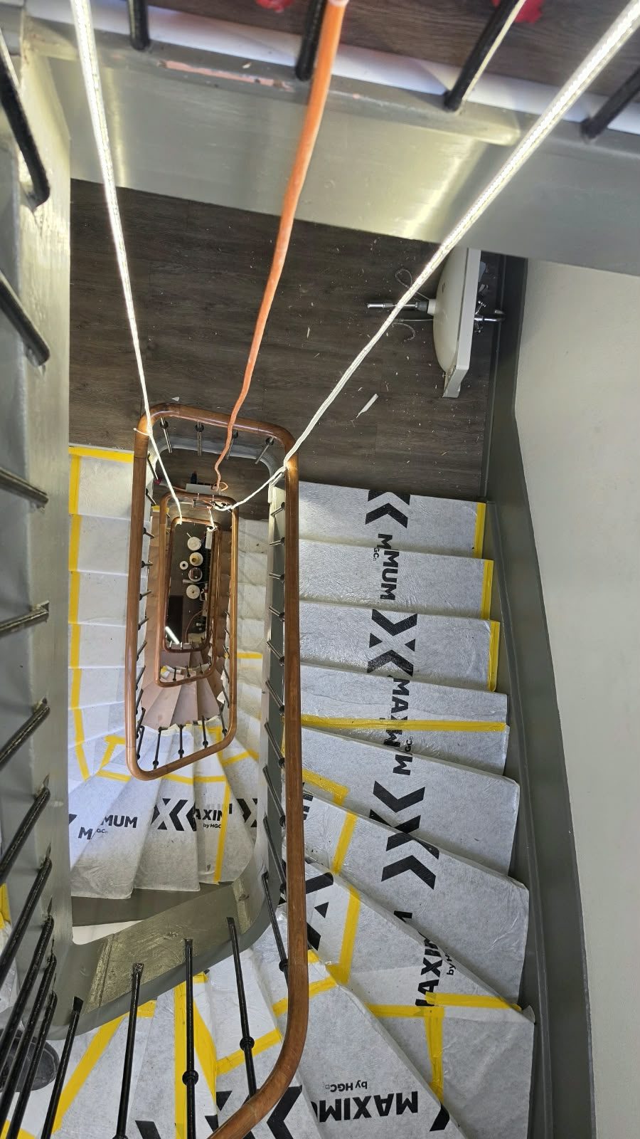 The staircase protected during renovation at SoHome Lausanne